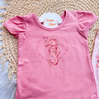 Conj. Blusa Cavalo Marinho e Calça Pantacourt - Rose